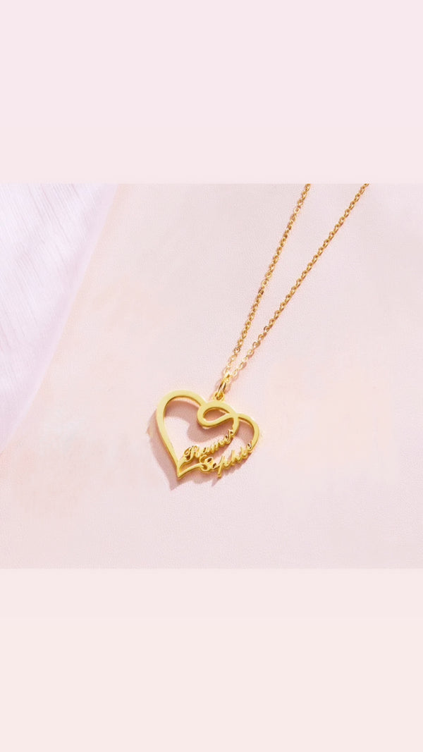 DOUBLE HEART PERSONALIZED NECKLACE