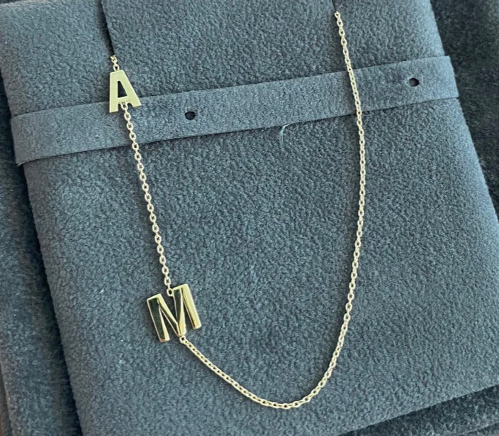 ASYMMETRICAL DOUBLE INITIAL NECKLACE