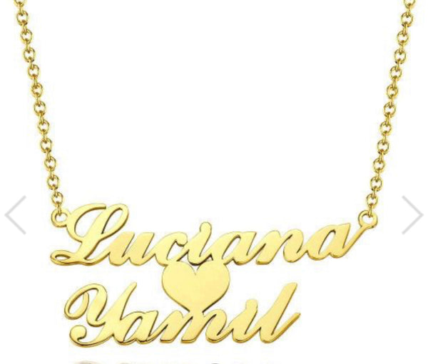 DOUBLE NAME HEART NECKLACE
